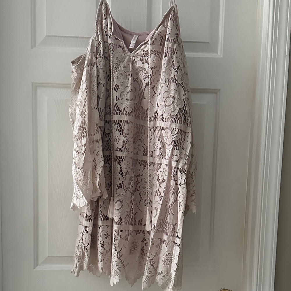 Lace Open-Shoulder Dress